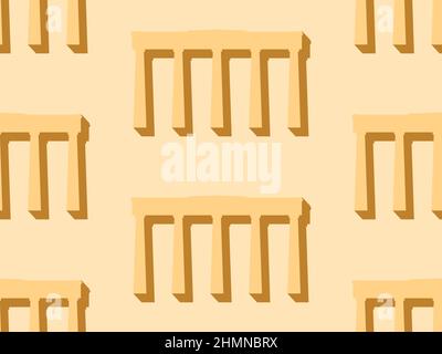 Building with columns seamless pattern. Greek and Roman style architecture of government buildings. Library and museum. Vector illustration Stock Vector