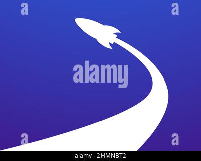 Rocket launch into space. Space rocket takeoff isolated on white background. Design for banners, posters and promotional items. Space tourism, a moder Stock Vector