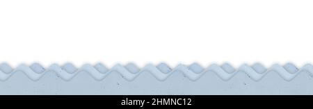 Horizontal border of blue waves isolated on white background. Banner with copy space. High quality photo Stock Photo