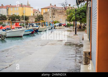 global warming ocean level rise on waterfront in europe Stock Photo