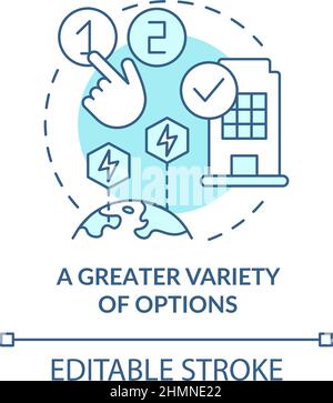 Greater variety of options turquoise concept icon Stock Vector