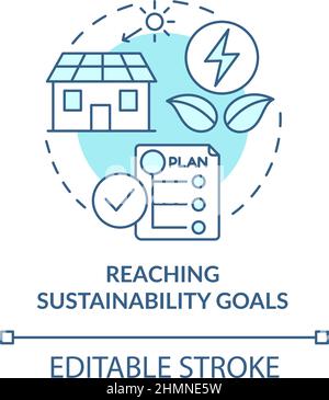 Reaching sustainability goals turquoise concept icon Stock Vector