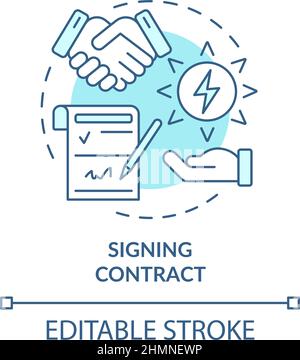 Signing contract turquoise concept icon Stock Vector