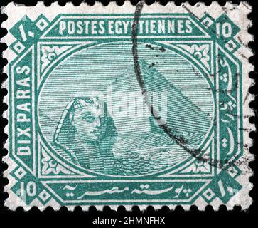Egyptian sphinx on vintage postage stamp Stock Photo - Alamy
