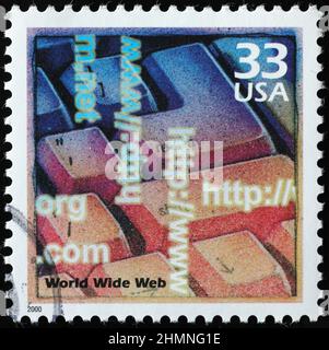 World Wide Web celebrated on american postage stamp Stock Photo