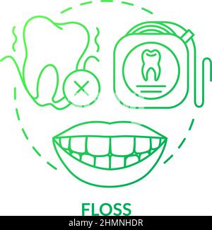 Flossing teeth green gradient concept icon Stock Vector