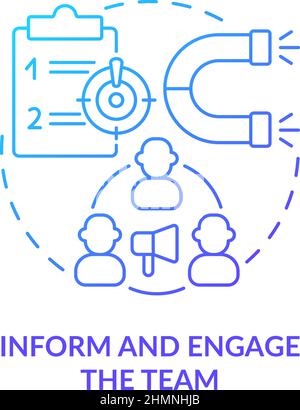 Inform and engage team blue gradient concept icon Stock Vector