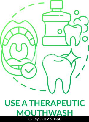 Use therapeutic mouthwash green gradient concept icon Stock Vector