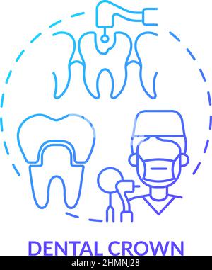Dental crown blue gradient concept icon Stock Vector