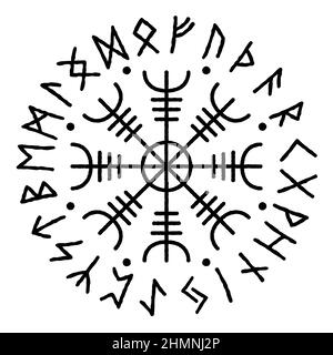 24 runes in circle. Vector set of ancient Old Norse runes Elder Futhark ...