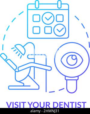 Visit dentist blue gradient concept icon Stock Vector