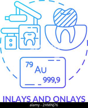 Inlays and onlays blue gradient concept icon Stock Vector