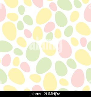 Happy Easter seamless pattern with colorful eggs on white background. Polka dots design for card, postcard, wallpaper, posters. Vector stock Stock Vector