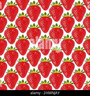 Decorative background with ripe strawberries. Seamless red background with strawberry texture. For fabric, wallpaper or wrapping paper. Vector Stock Vector