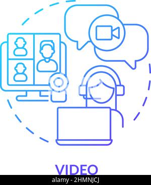 Video blue gradient concept icon Stock Vector