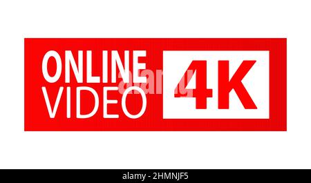 ONLINE VIDEO 4K. A button, icon, or sign for a website, application, and creative design. Flat style. Stock Vector