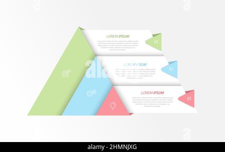 Infographics. 3 steps of development, marketing, workflow or plan. Business strategy with icons. Report and statistics diagram. Stock Vector