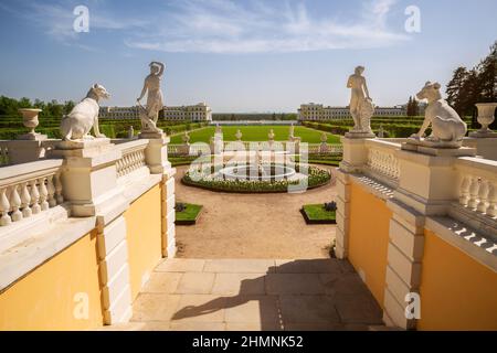 Arkhangelskoye, Moscow region, Russia - May 18, 2021: Magnificent park with sculptures in the Arkhangelskoye estate Stock Photo