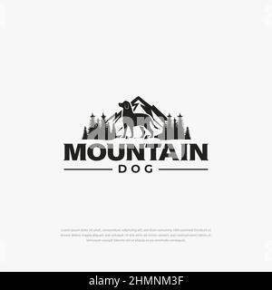Mountain dog logo, valley creative design inspiration, vector design template Stock Vector
