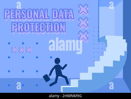 Sign displaying Personal Data Protection. Conceptual photo protecting and identify personal information for security system Gentleman In Suit Running Stock Photo