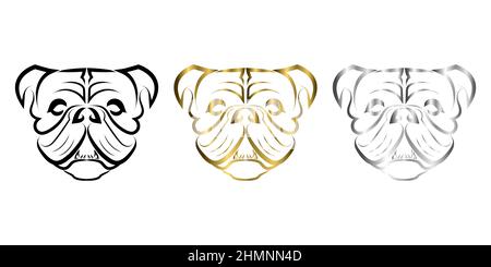 line art of bulldog or pug dog head. Good use for symbol, mascot, icon, avatar, tattoo, T Shirt design, logo or any design you want. Stock Vector