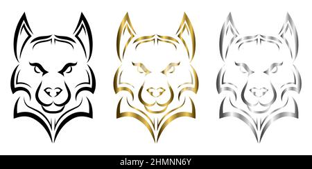 Line art of wolf head. Good use for symbol, mascot, icon, avatar, tattoo, T Shirt design, logo or any de Stock Vector