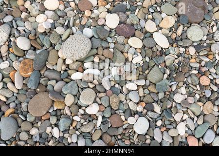 Sea pebble. Stone pebbles texture background for interior exterior decoration and concept design. Stock Photo