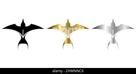 Vector illustration on a white background of a Flying Swallow. Suitable for making logo. Stock Vector