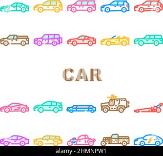 Car Transport Different Body Type Icons Set Vector Stock Vector