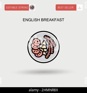 English breakfast vector illustration. Satisfying breakfast. Big breakfast  with fried eggs, toasts, fresh salad, beans, bacon and sausages. Hand draw  English breakfast. Stock Vector by ©Saenko 310893670