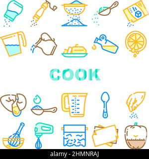 Cook Instruction For Prepare Food Icons Set Vector Stock Vector Image ...