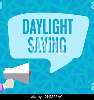 Inspiration showing sign Daylight Saving. Business concept Storage technologies that can be used to protect data Loud Megaphone Making New Wonderful Stock Photo