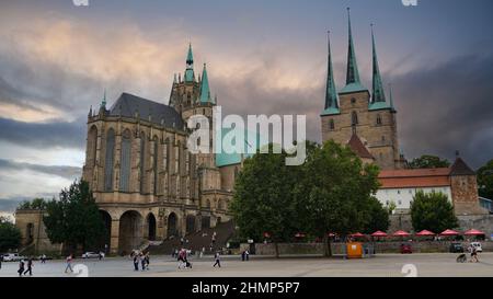 The Erfurt Cathedral and St. Severi church in Erfurt, Germany Stock Photo