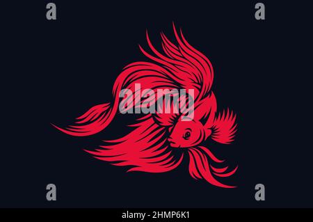 Illustration of Betta Fish (Siamese Fighting Fish) Stock Vector