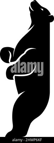 Simple Silhouette of Black Bear Scratching Its Back on Tree Stock Vector