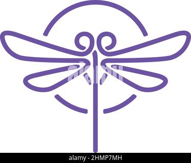 Simple Line Art Design of Dragonfly Stock Vector