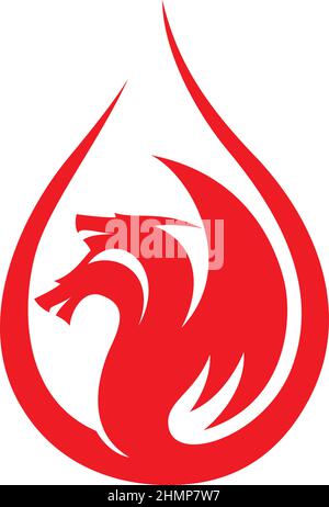 Double Head Dragon In Drop of Liquid Shape Stock Vector