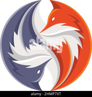 2 Foxes Shaped As Yin Yang Symbol Stock Vector