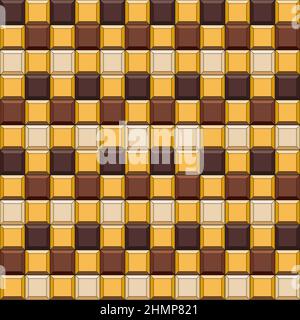 Seamless pattern made of chocolate cubes, sweets. Colored vector background. Stock Vector