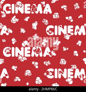 Seamless pattern with cinema and popcorn. Vector background. Stock Vector