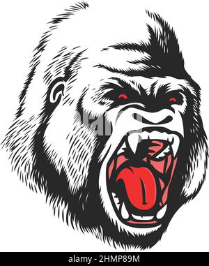 Angry Aggressive Gorilla is Roaring Stock Vector