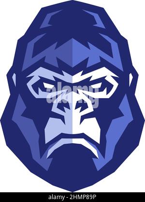 Head of Aggressive Silverback Gorilla Edgy Sharpen Design Stock Vector