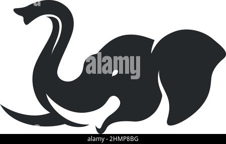 Silhouette of Elephant Head Simple Design Stock Vector