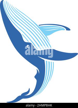 Humpback Whale Jumping out of the Surface Simple Vector Design Stock Vector