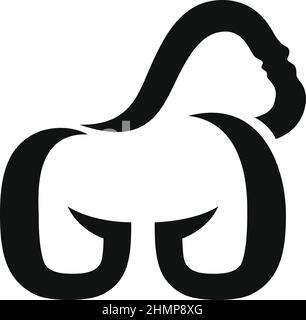 Simple Line design of Silverback Gorilla with Hidden Letter G Stock Vector