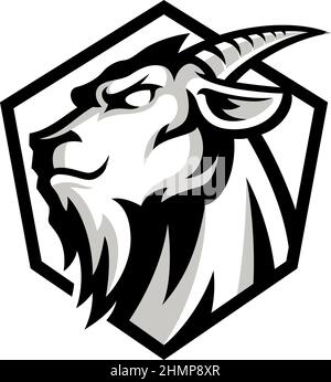 Head of Strong, Aggressive Goat Logotype Design Stock Vector