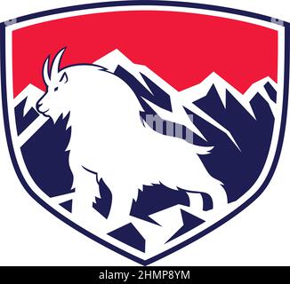 Alaska Mountain Goat Standing in the Peak of Snow Mountain Stock Vector