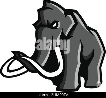 Edgy Design of Mammoth with Giant Ivory (Tusks) Stock Vector