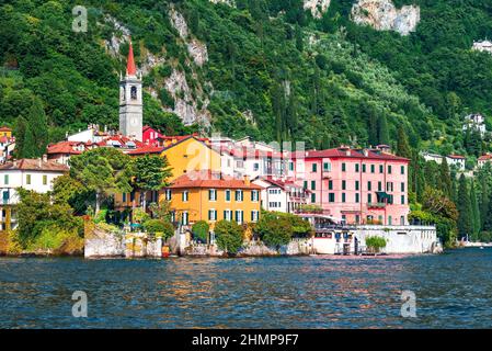 Varenna, Lake Como - Scenic village on Lago coastline, Lombardy must visit Italy place. Stock Photo