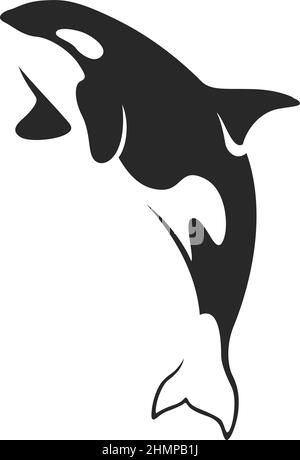 Killer Whale Jumping out of the Surface Simple Vector Design Stock Vector